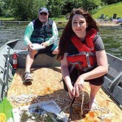 Chelsea Cooper in the boat